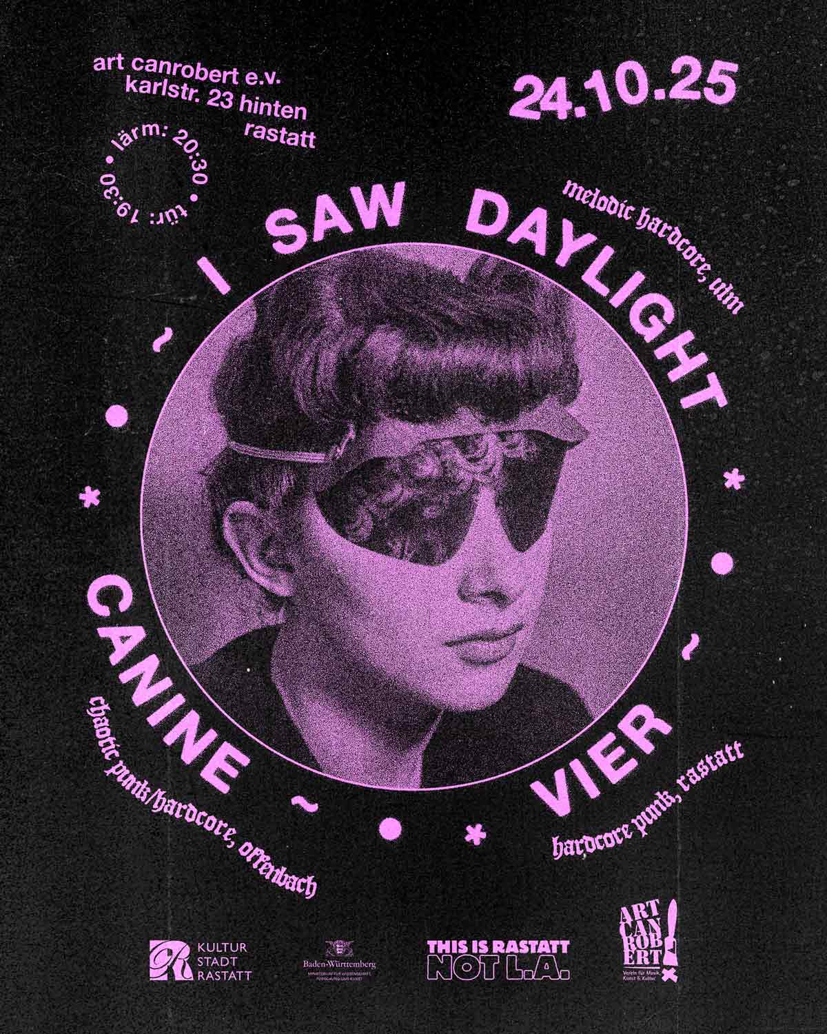 I Saw Daylight, Canine und Vier live im Art Canrobert Rastatt am 24. Oktober 2025
